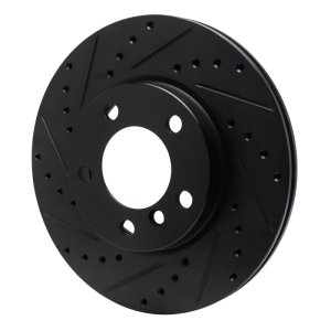 Mini Cooper Paceman Brake Rotor (1) - Front Left - R1 Concepts - Drilled & Slotted - Black - `11-`16